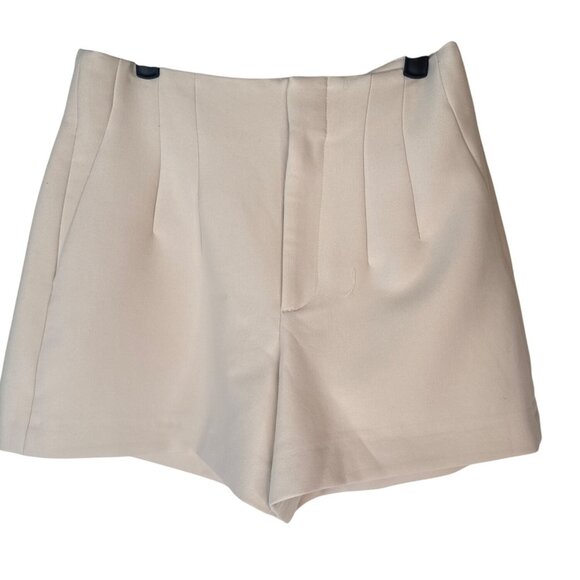 ZARA Medium Womens Beige Pleated Shorts - Picture 1 of 8